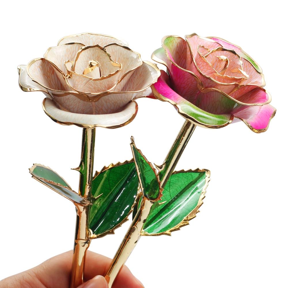 Preserved 24k Gold Long Stem Immortal Rose (3 Styles) 20 Variants NEW Colors 2023
