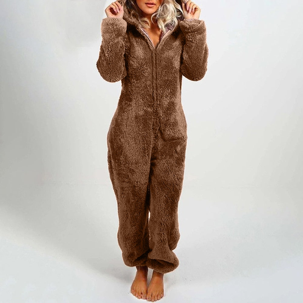 Women's Fleece Bear Pajamas Hooded (5 Colors) S-XXL