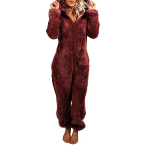 Women's Fleece Bear Pajamas Hooded (5 Colors) S-XXL