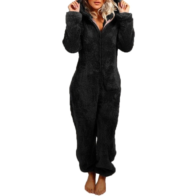Women's Fleece Bear Pajamas Hooded (5 Colors) S-XXL