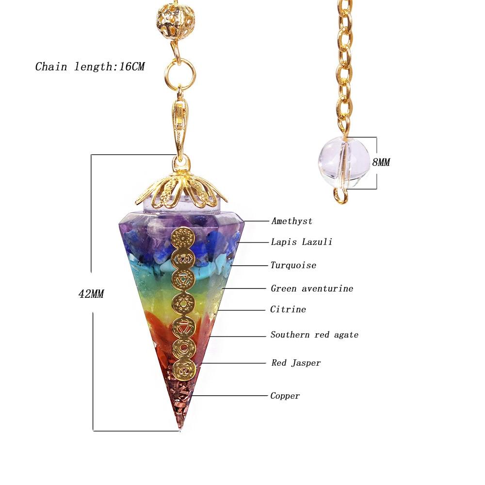 Dowsing Pendulum 7 Chakra Crystal Spiritual Reiki Healing Chain