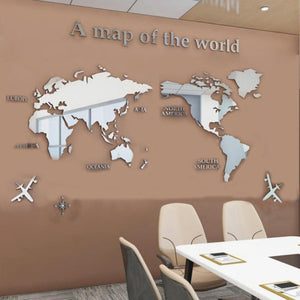 3D World Map Plot Wall Sticker (10 Colors) S-2XL Black Best Gift Shoppers Purple Option North America Europe Asia South America Africa Oceania Yellow