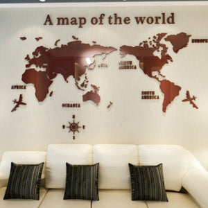 3D World Map Plot Wall Sticker (10 Colors) S-2XL Black Best Gift Shoppers Purple Option North America Europe Asia South America Africa Oceania Yellow Maroon