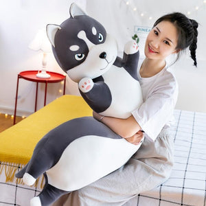 Tubular Husky Dog Pillow Plush 3D Stuffed Animal (3 Sizes)