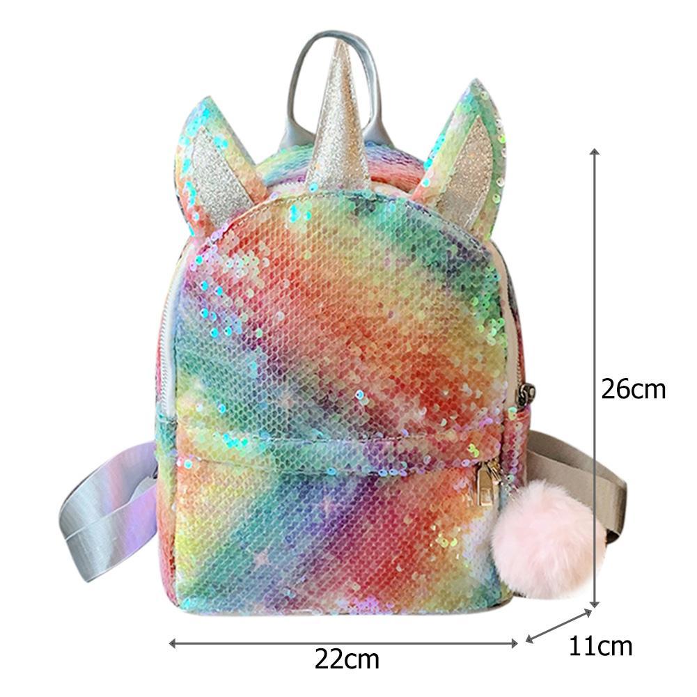 Rainbow Sequin Unicorn Plush Backpack Purse 3D Stuffed Animal