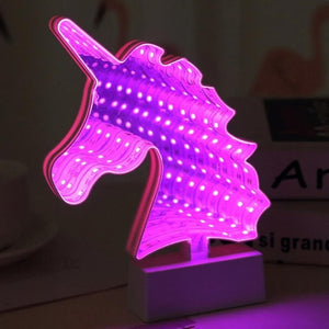 3D Infinity Mirror Tunnel Lamp (11 Designs) Heart, Unicorn, Mermaid, Moon, Star +