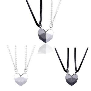 Geometric Magnetic Heart Couple Necklace or Bracelet Set (13 Designs)
