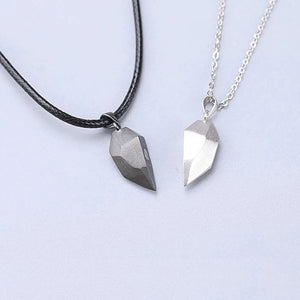 Geometric Magnetic Heart Couple Necklace or Bracelet Set (13 Designs)