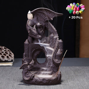 Mystic Dragon Waterfall Down Flow Draft Incense Burner (8 Designs) Best Gift Shoppers for home decoration room