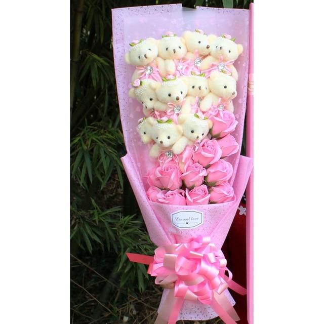 Rose Teddy Bear Bouquet Enchanted Flower (6 Designs) NO BOX