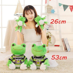 Kawaii Green Frog Tourist Pillow Plush Stuffed Animal (2 Sizes)