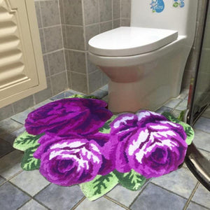 Triple Rose Flower Carpet Rug Mat (4 Colors) Bathroom Decor