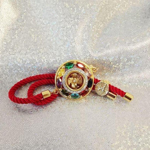Thai LP Luang Por Buddha Wheel Good Luck and Health Crystal Bracelet Charm
