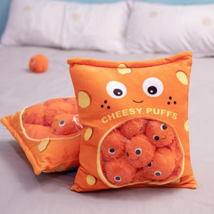 Kawaii Cheesy Puffs Smiley Pillow Plush Bag Stuffed Toys (2 Sizes)