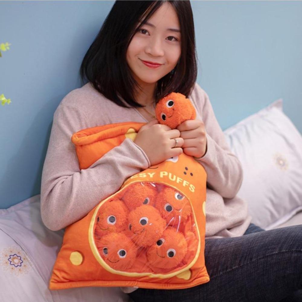 Kawaii Cheesy Puffs Smiley Pillow Plush Bag Stuffed Toys (2 Sizes)