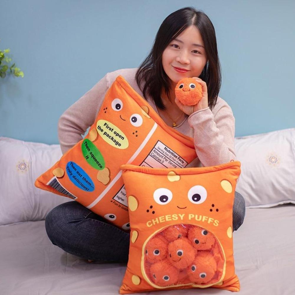 Kawaii Cheesy Puffs Smiley Pillow Plush Bag Stuffed Toys (2 Sizes)