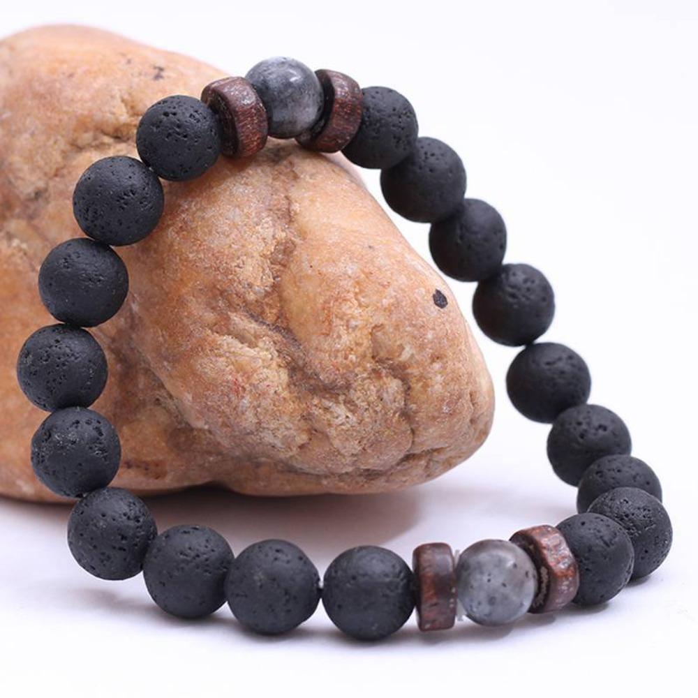 Tibetan Lava Stone Wooden Bead Wrist Chain Buddha Bracelet (13 Designs)