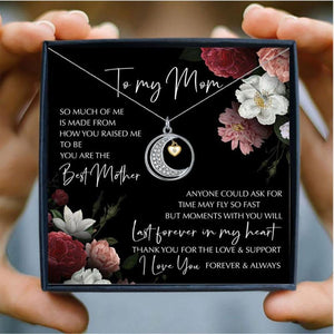 To My Mom: I Love You To The Moon and Back Moon Necklace Pendant w/Gift Box