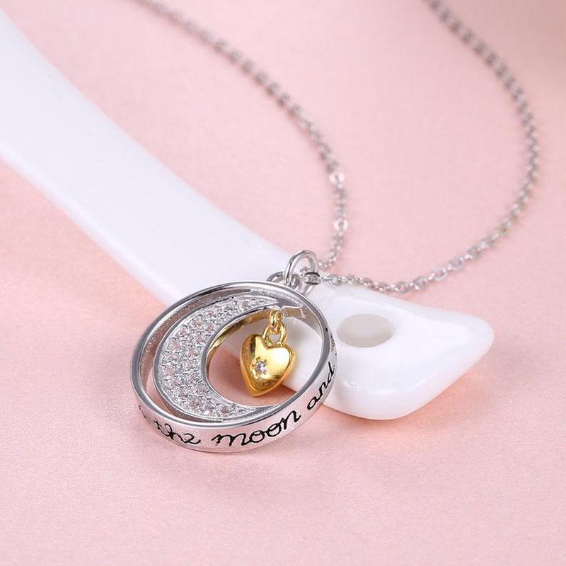 To My Mom: I Love You To The Moon and Back Moon Necklace Pendant w/Gift Box