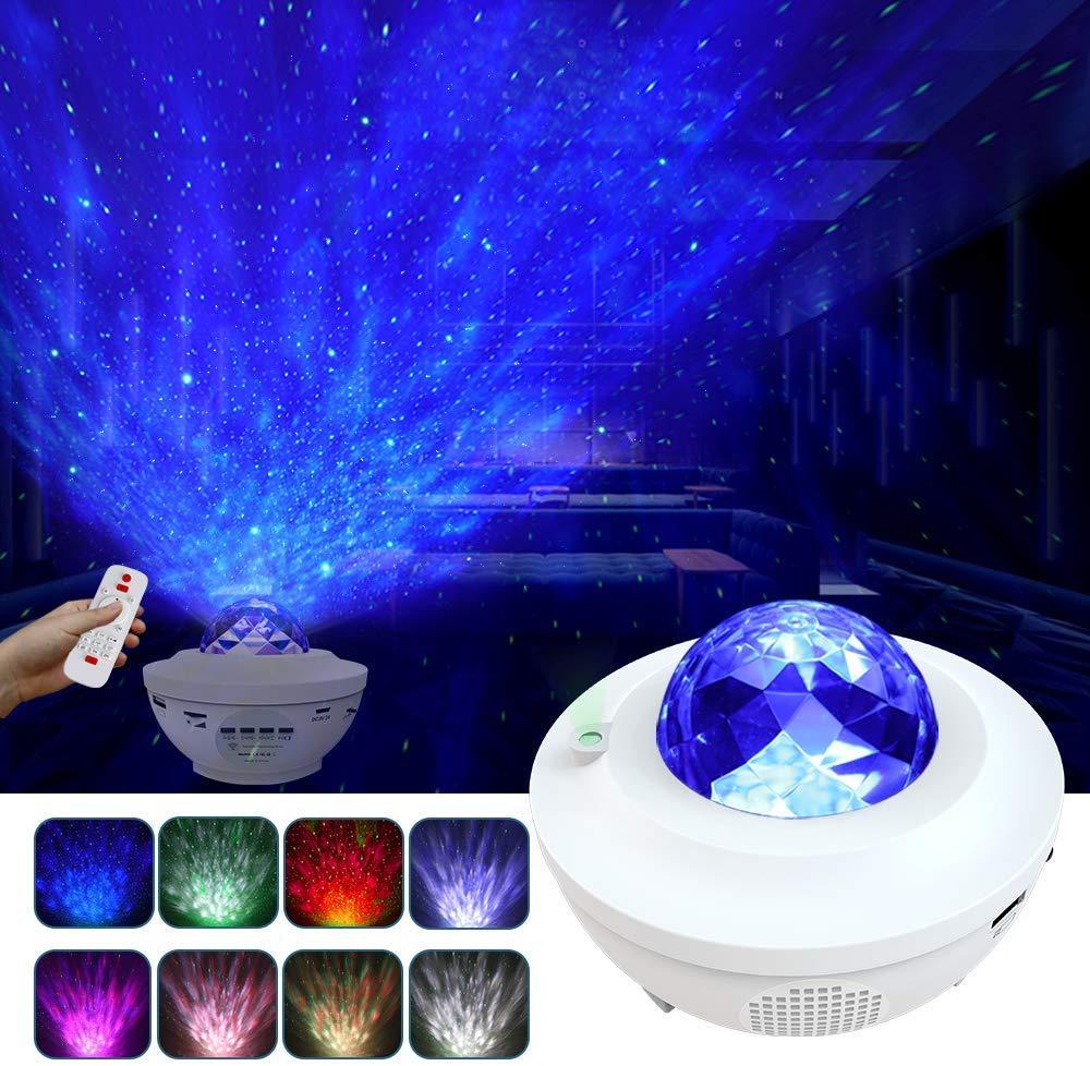 Starry Sky Galaxy Projector Wave Simulator w/BlueTooth Speaker USB Powered Multi Color Remote Control