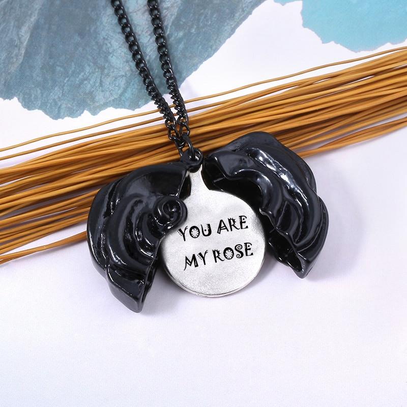 You Are My Rose or Sunshine Black Rose Pendant Necklace