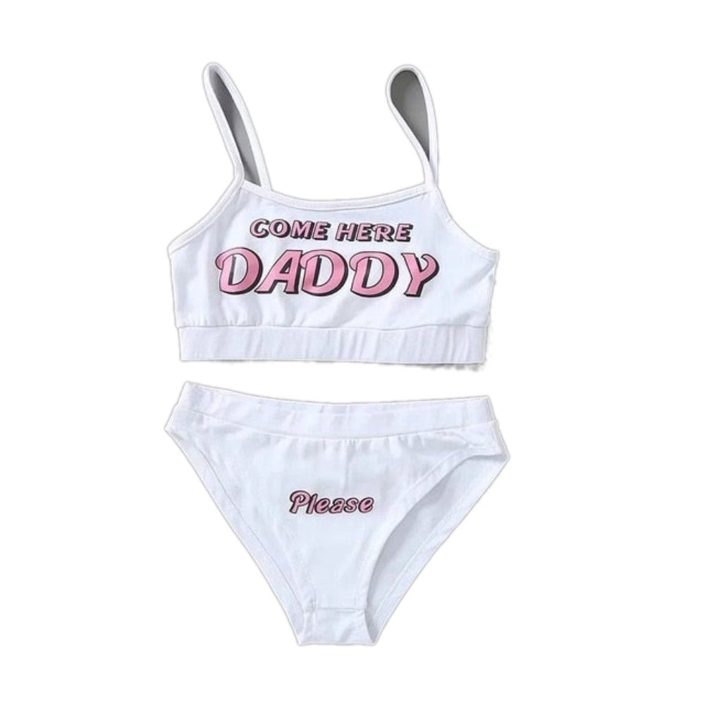 Come Here Daddy Lingerie Two Piece Pajamas Set (2 Colors) S-2XL