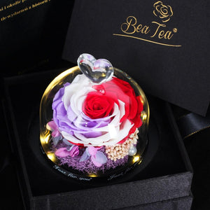 Limited Edition Immortal Enchanted Rose Glass Heart Dome (15 Colors) With Luxury Gift Box