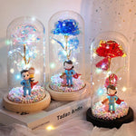 Super Mom or Dad Galaxy Enchanted Rose LED Glass Display (8 Designs)