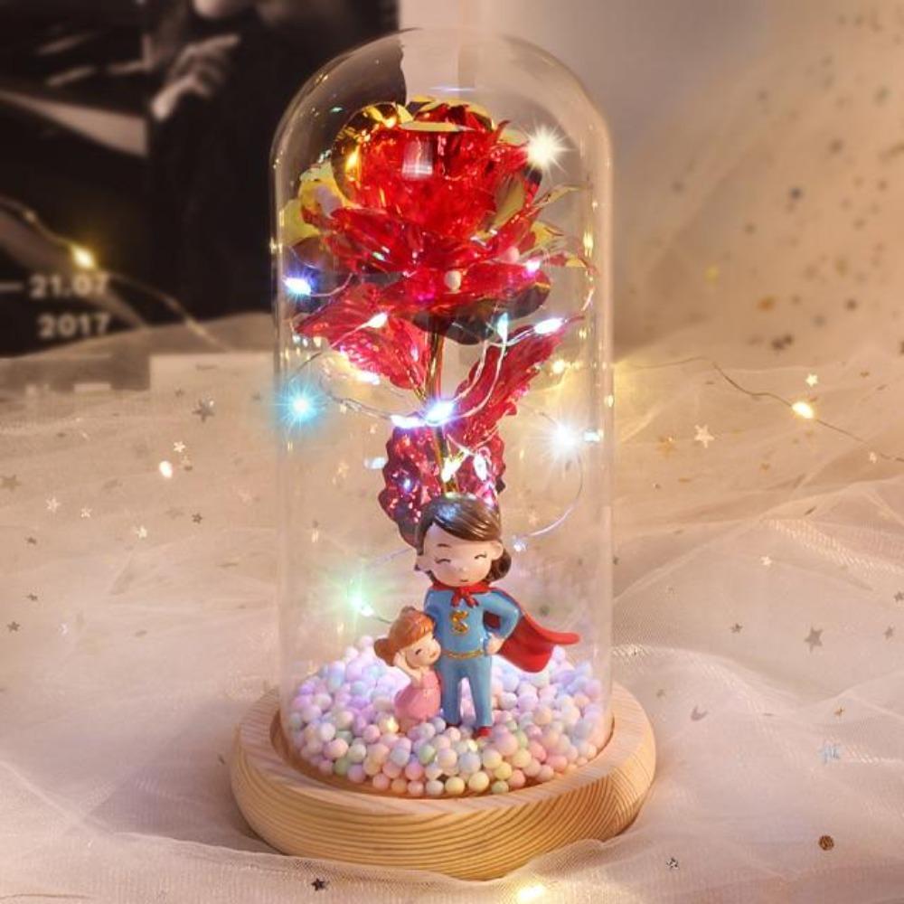 Super Mom or Dad Galaxy Enchanted Rose LED Glass Display (8 Designs)