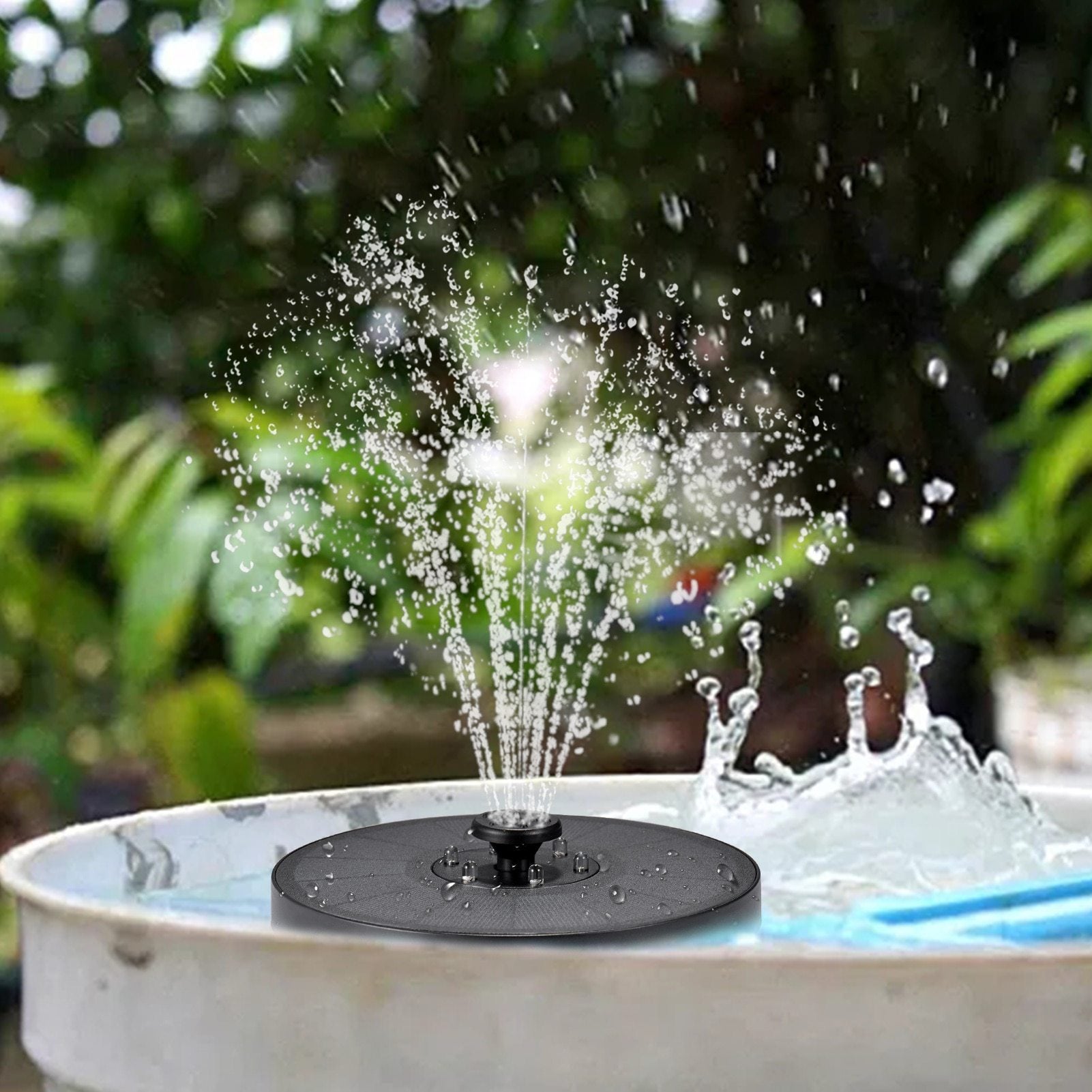 Solar Powered Water Fountain (14 Models) Waterproof Optional LED Lights