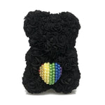 Black Bear Rainbow Pearl Heart Enchanted Forever Rose Teddy Bear 25cm