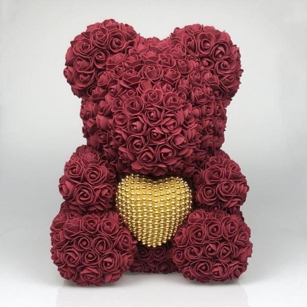 Pearl Heart Enchanted Forever Rose Teddy Bear (20 Colors) 40cm