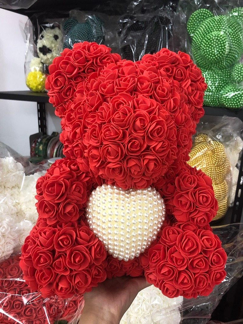 Pearl Heart Enchanted Forever Rose Teddy Bear (20 Colors) 40cm