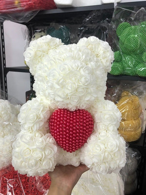 Pearl Heart Enchanted Forever Rose Teddy Bear (20 Colors) 40cm