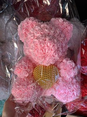 Pearl Heart Enchanted Forever Rose Teddy Bear (20 Colors) 40cm