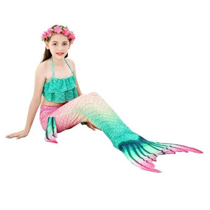 Princess Mermaid Tail with Monofin Costume Dress Set for Girls