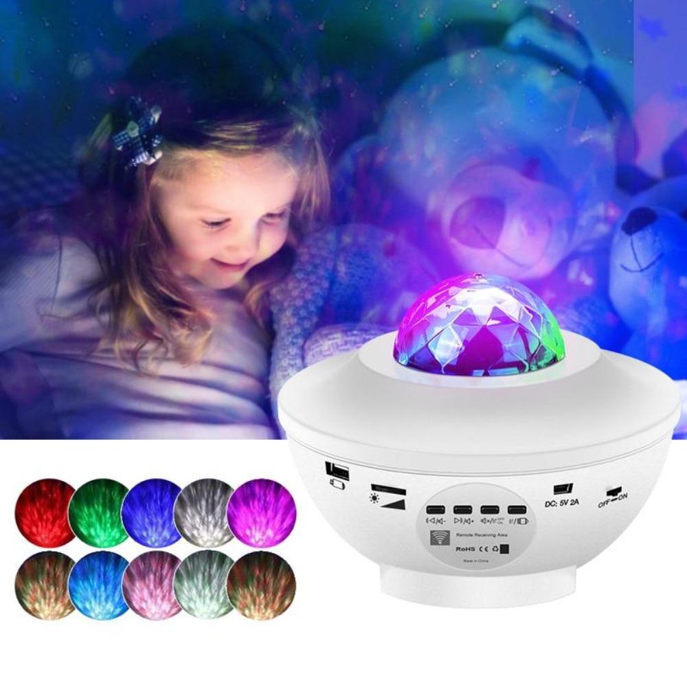 Starry Sky Galaxy Projector Wave Simulator w/BlueTooth Speaker USB Powered Multi Color Remote Control