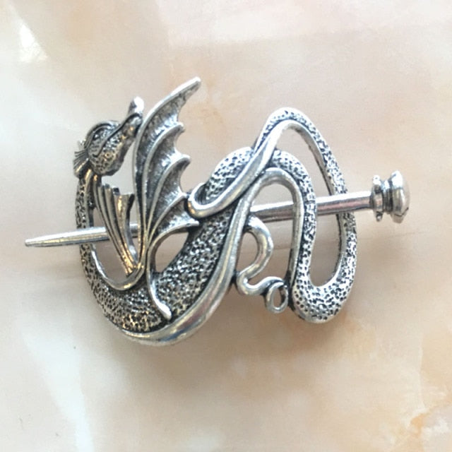 Viking Barrette Wyvern Dragon Hairpin Clip (2 Colors)