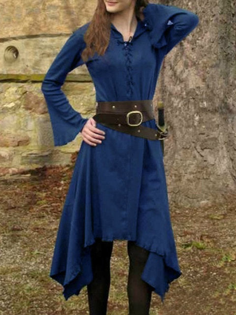 Renaissance Medieval Gothic Victorian Long Sleeve Dress (5 Colors) M-4XL
