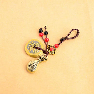 Feng Shui Good luck Coin Money Bag Elephant Pendant Keychain Charm (2 Styles)