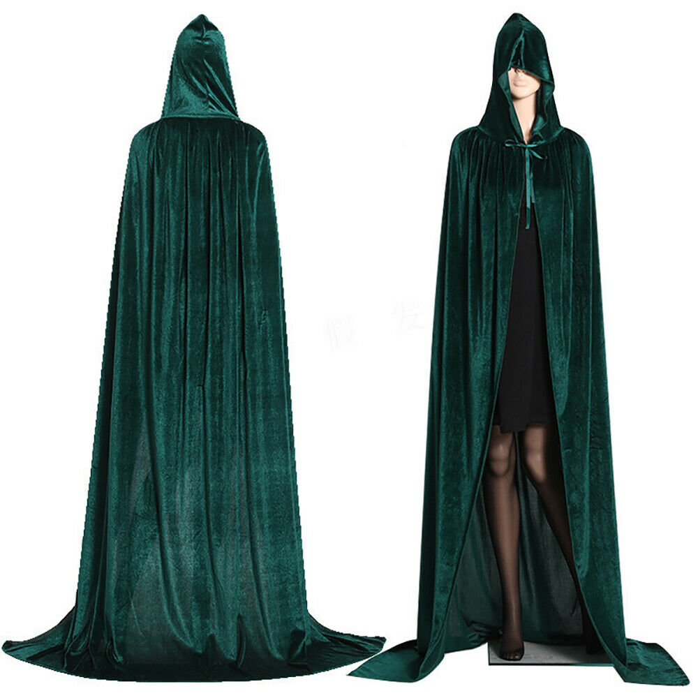 Renaissance Velvet Vampire Cloak (5 Colors) One Size Fits Most black Best Gift Shoppers 21st Century Purple Red Blue Green Black Halloween Medieval Costume Dress Coat Cape