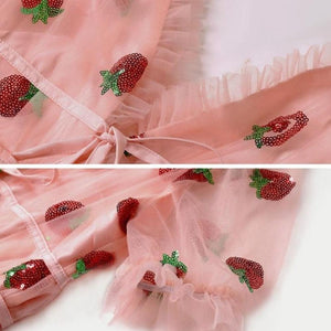 Strawberry Dress V-Neck Puff Sleeve (4 Colors & 11 Designs) S-5XL
