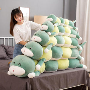 Long Tubular Caterpillar Pillow Plush 3D Stuffed Animal (3 Sizes) Unicorn Dinosaur Dog Pig