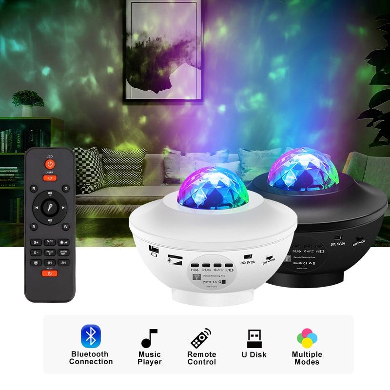 Starry Sky Galaxy Projector Wave Simulator w/BlueTooth Speaker USB Powered Multi Color Remote Control