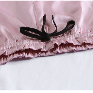 Heart Short Sleeve Silk Satin Pajama Set (4 Colors) M-XL