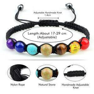 Natural Stone 7 Chakra Reiki Healing Balance Beaded Bracelet (8 Styles)