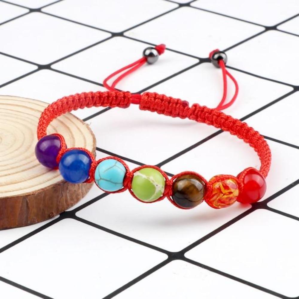 Natural Stone 7 Chakra Reiki Healing Balance Beaded Bracelet (8 Styles)