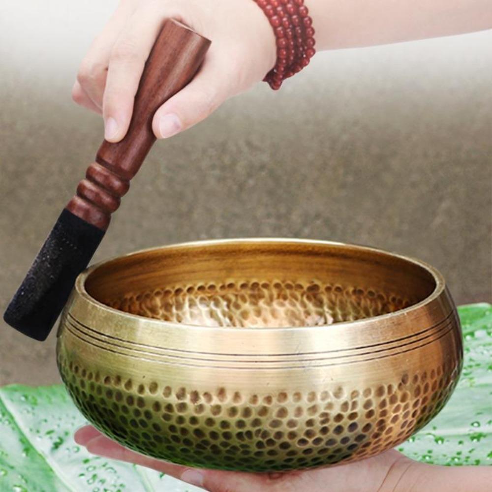 Tibetan Singing Bowl and Wooden Round Mallet Energy Meditation (8 Sizes)