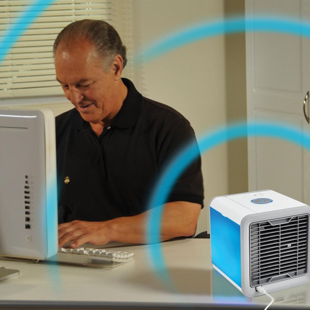 Icy Portable Cooler Cube USB Powered With 7 Color LED Cools Humidifies Filters Air