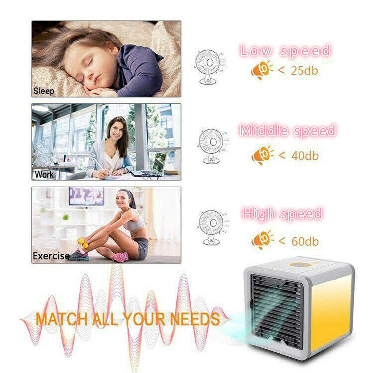 Icy Portable Cooler Cube USB Powered With 7 Color LED Cools Humidifies Filters Air